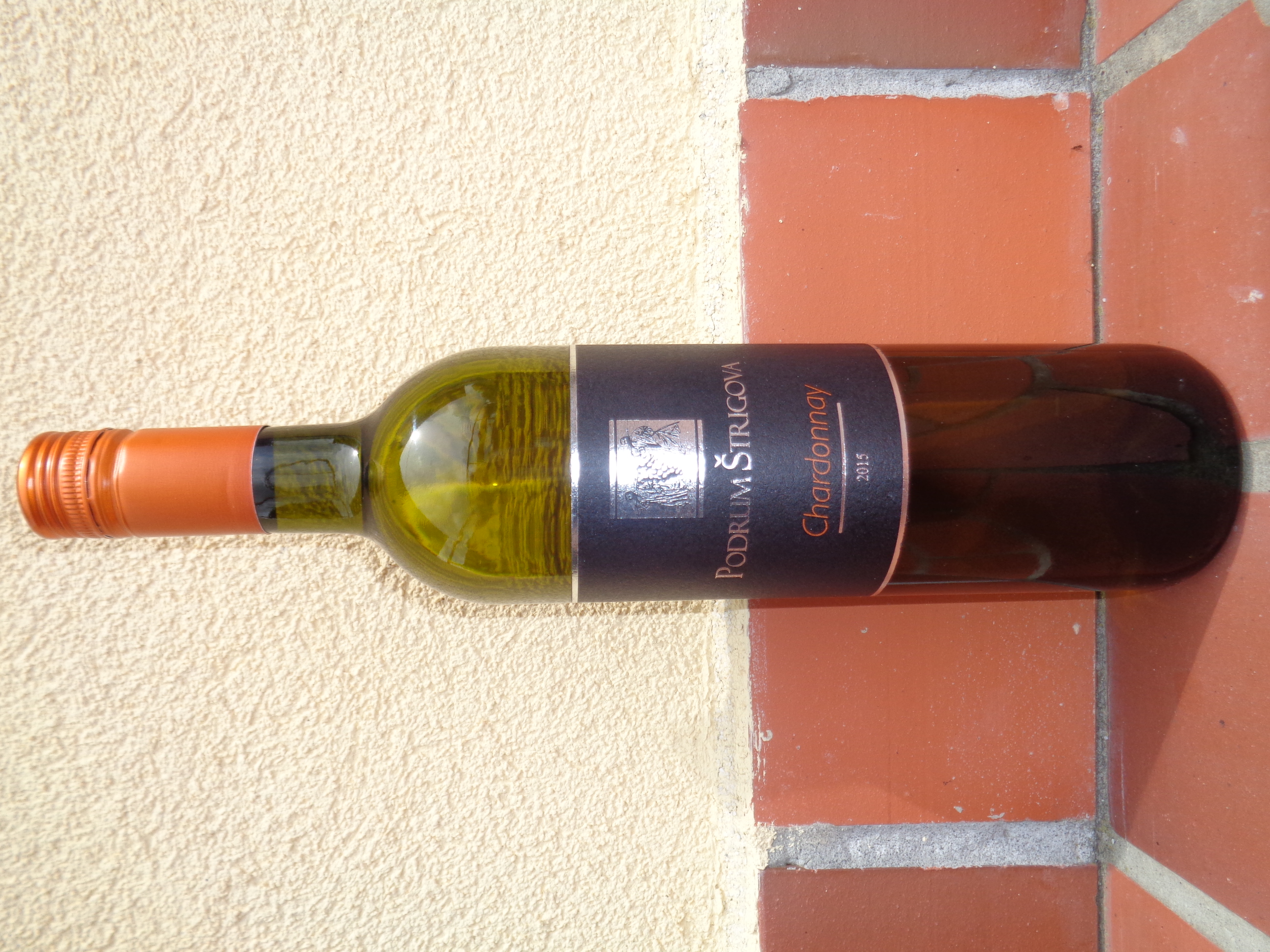 A bottle of Chardonnay wine from the Međimurje wine region in northern Croatia