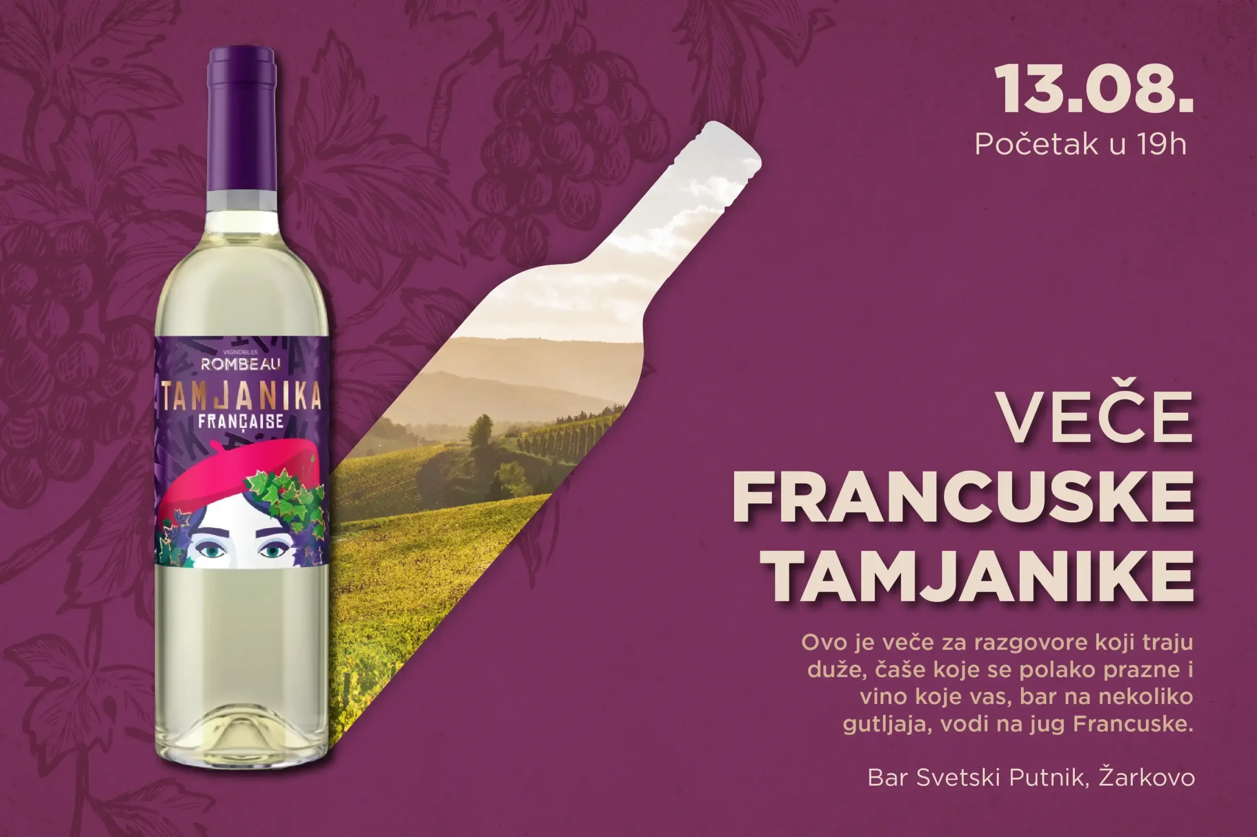 Veče Francuske Tamjanike — degustacija vina