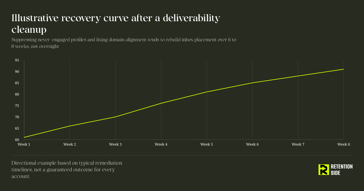 Illustrative recovery curve after a deliverability cleanup
