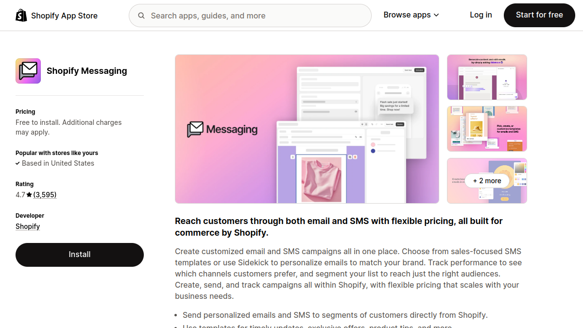 Shopify Email app listing on the Shopify App Store